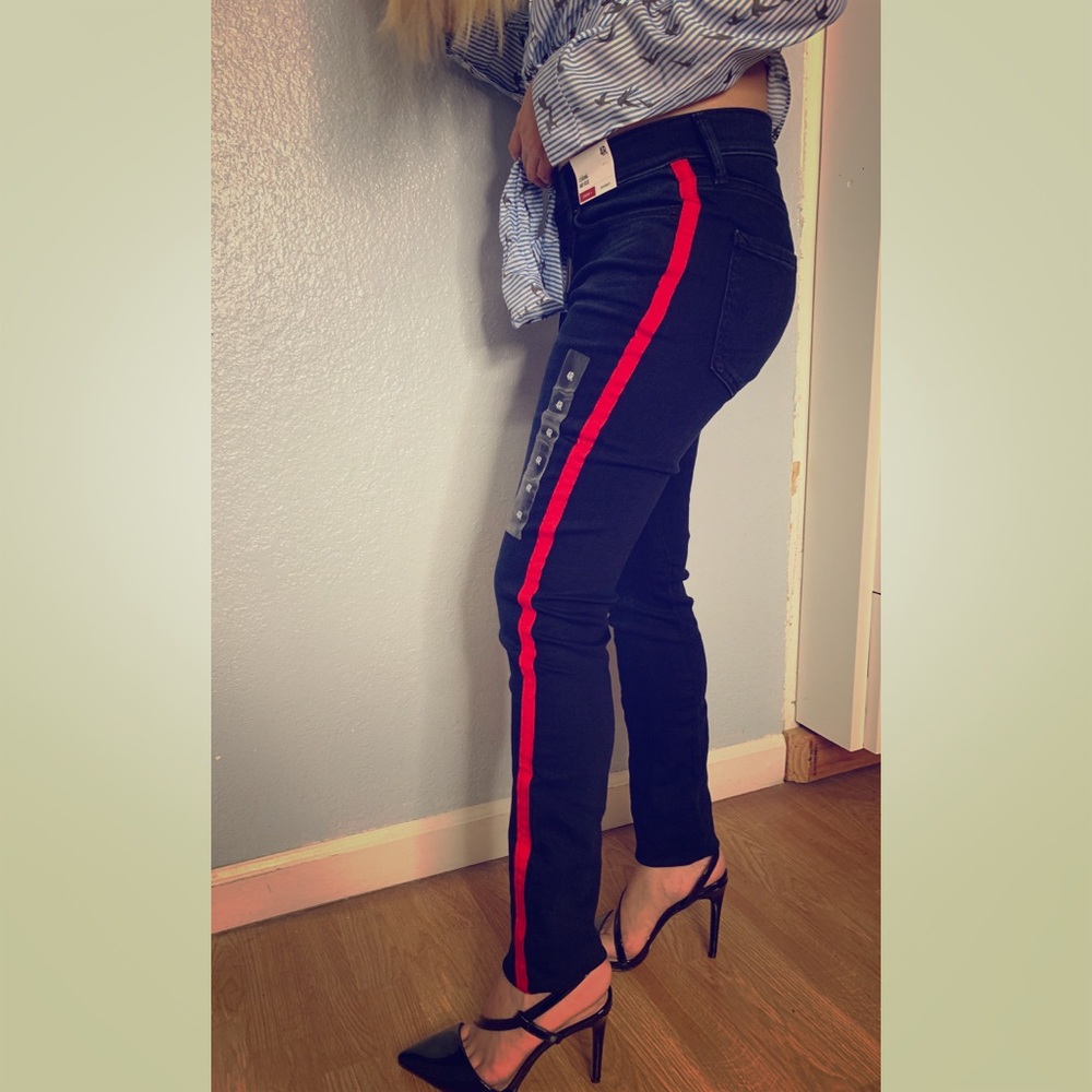 Express red stripe jeans